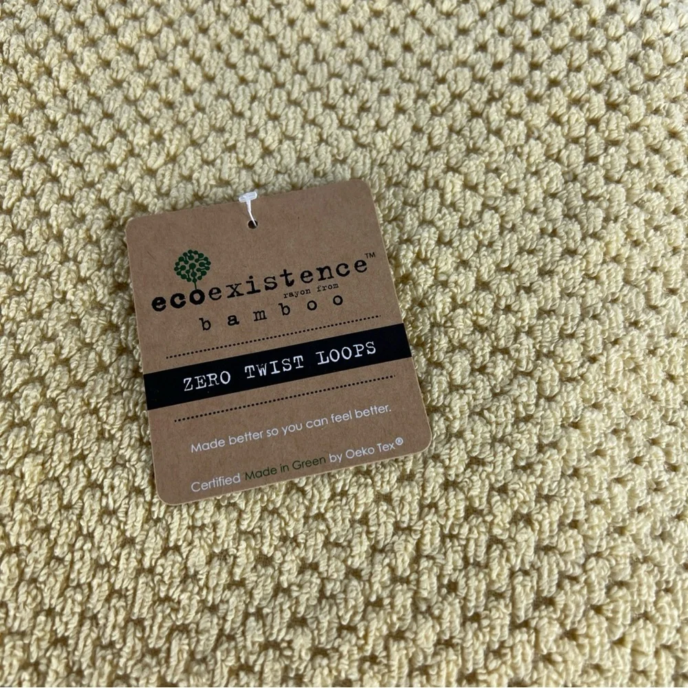 Ecoexistence Bath Towel Set Bamboo Gold Zero Twist Loops Cotton Set of 2 NEW